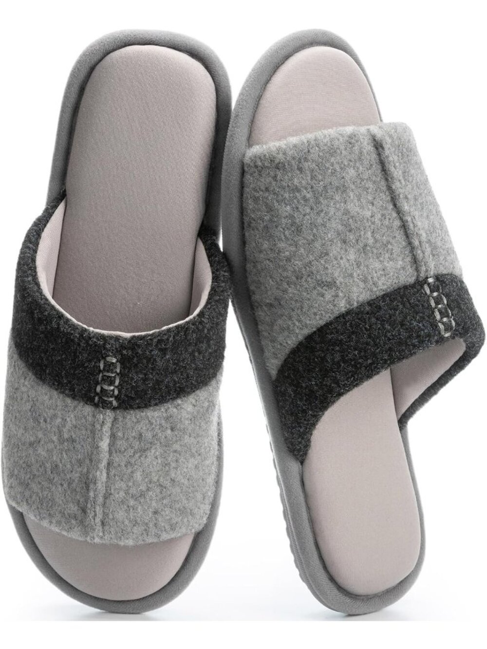 Mens Light Grey Flat Cozy Memory Foam Anti Skid Soft Slip On House Slipper Shoes